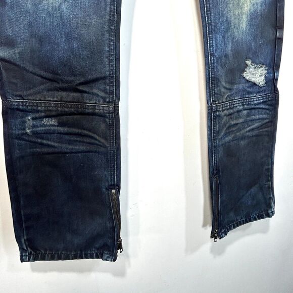 Staple Dark Denim Jeans Mens 35 x 34 Tapered Factory Distressed NWT - Picture 7 of 10